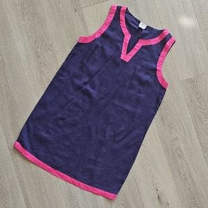 Sigrid Olsen 100% Linen Split V-Neck Sleeveless Shift Dress Purple &‎ Pink, Med